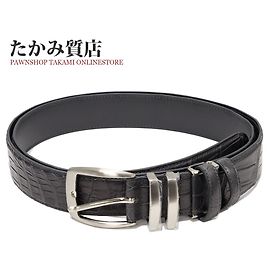 & Other Stories Crocodile Pin Buckle Belt - Gray Matte Finish, 34mm Width, Men's in Pristine Grey