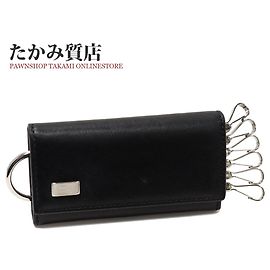 Alfred Dunhill Chaveiro de couro de bezerro Dunhill QD5020A em estado impecável Preto