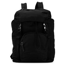 Prada Nylon Triangle Logo Plate Backpack V135 in Very Good Condition Black