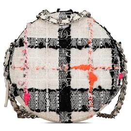 Chanel-Borsa a tracolla Chanel Tweed Coco Mark con catena in ottime condizioni-Bianco