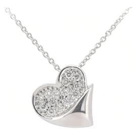 & Other Stories-Pre-owned Star Jewelry Diamond Heart Necklace 0.18ct K18WG in Great Condition-White