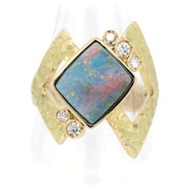 & Other Stories Anello in Opale Boulder Amije, 3,16 ct di Opale, 0,15 ct di Diamante, Taglia 15, Impostato in Oro Giallo K18 per Donne Altro