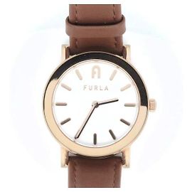 Relógio de quartzo Furla Minimal Shape em aço inoxidável e couro Branco