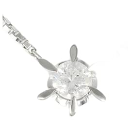 & Other Stories Collana in platino PT900 PT850 con diamante da 0,44 ct, 40 cm in ottime condizioni Argento
