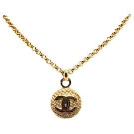 Chanel-Chanel Gold Plated Coco Mark Necklace in Great Condition-Golden