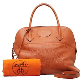 Hermès-Sac à main Hermes Polide 31 Sac à épaule Orange Clemence en très bon état-Orange