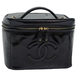 Chanel-CHANEL COCO Marca Pochette Cosmetica Smalto Nero CC Auth 79536-Nero