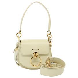 Chloé Bolsa de ombro de couro Chloe Tess 2way branca Auth 79105 Branco