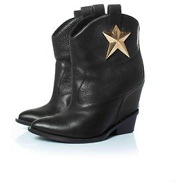 Giuseppe Zanotti, hidden platform wedge star boots Black
