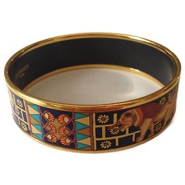 Pulseira Hermès de esmalte e banhada a ouro dourada Dourado