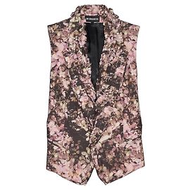 Ann Demeulemeester Black / Pink Ruffled Floral Printed Vest Black
