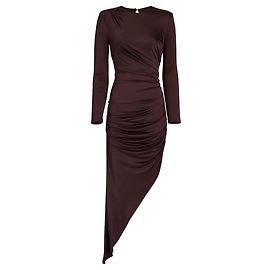 Asymmetrisches, gerafftes Jersey-Midi-Kleid Tristana Oxblood von Veronica Beard Lila
