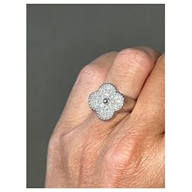 Van Cleef & Arpels-Bague Van Cleef & Arpels Vintage Alhambra en or blanc avec diamants-Argenté