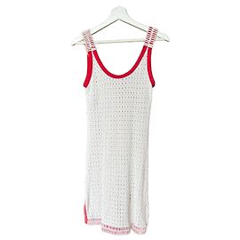 Robe en Crochet Sonia Rykiel vintage Taille M avec Détails Rouges Blanc