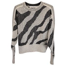 Suéter de lã branca com estampa de zebra Iro Branco Cru