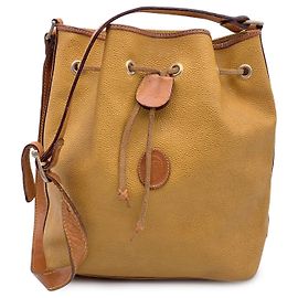 Trussardi Borsa a spalla in tela gialla vintage con coulisse Giallo