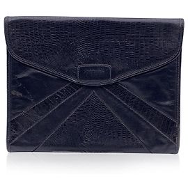 Gianfranco Ferré Vintage Black Leather Handbag Clutch Bag Black