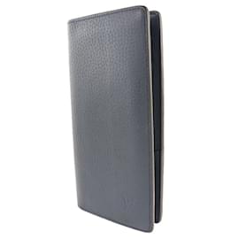 Louis Vuitton-Louis Vuitton Portefeuille Brazza Wallet Leather Long Wallet M58818 in Very Good Condition-Blue