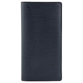 Louis Vuitton-Louis Vuitton Portefeuille Brazza Leather Long Wallet M60615 in Very Good Condition-Blue
