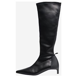 Courreges Botas de cuero elástico negro para buceo - talla EU 37 Negro