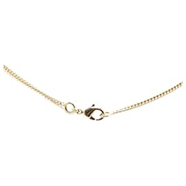 Chanel-Chanel Gold Gold Plated CC Crystal Ribbon Bow Pendant Necklace-Golden