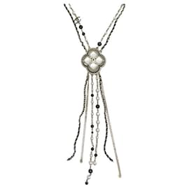 Chanel-NEUF COLLIER CHANEL GRIPOIX PERLES CHAINES STRASS 95 METAL DORE GOLD NECKLACE-Doré