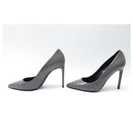 Saint Laurent-NINE SAINT LAURENT CROC LEATHER PUMPS SIZE 40-Grey