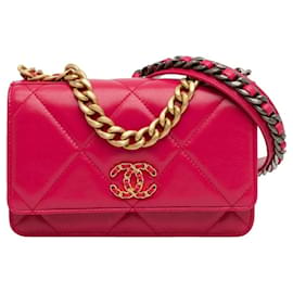 Chanel-WALLET ON CHAIN CHANEL 19 LEATHER HANDBAG-Red