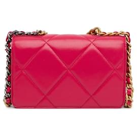 Chanel-WALLET ON CHAIN CHANEL 19 LEATHER HANDBAG-Red