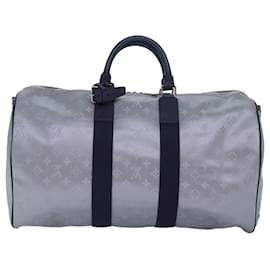 Louis Vuitton-LOUIS VUITTON Monogram Satellite Keepall Bandouliere 50 M44170 LV Auth 78374A-Argento