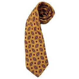 Etro yellow silk tie vintage 90s, Etro Milano Yellow