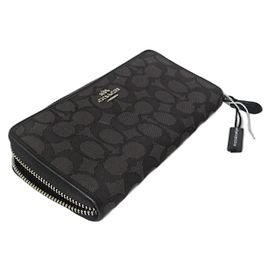 Neue COACH Monogramm Geldbörse Schwarz Beige Grau