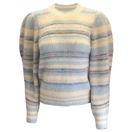 Isabel Marant Etoile Pull en mohair rayé Eleonore multicolore bleu clair d'Isabel Marant Étoile Bleu