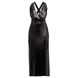 Schwarzes Midi-Kleid Milo mit Pailletten von Khaite Schwarz