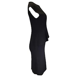 Christian Dior-Christian Dior Black Peplum Hem Silk Crepe Pencil Dress-Black