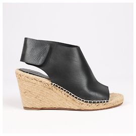 Céline Celine Phoebe Leder Wedge-Sohle Sandalen 38 Damen, schwarze Espadrilles Schwarz
