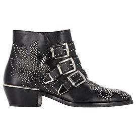 Stivaletti Chloé Susanna con borchie in pelle nera Nero
