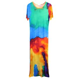 Robe maxi tie-dye multicolore en cupro de Paco Rabanne Autre