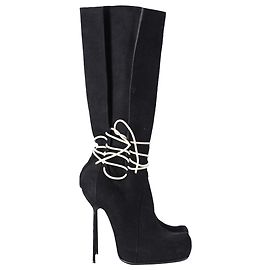 Rick Owens High Stiletto Boots in Black Suede Black