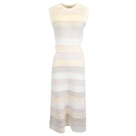 Autre Marque Vestido maxi de lã bege com listras caneladas e recortes de Christopher Esber Multicor Outro