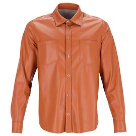 Nanushka Langarmhemd aus tan Kunstleder Braun Beige