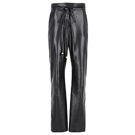 Nanushka High-Rised Wide Leg Pants in Black Faux Leather Black