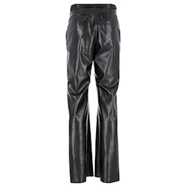Nanushka-Nanushka High-Rised Wide Leg Pants in Black Faux Leather-Black