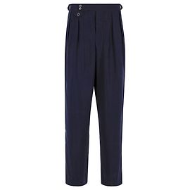 Calça reta plissada Giorgio Armani em lã azul marinho Azul Azul marinho