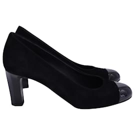 Chanel-Chanel Cap Toe Pump Heels in Black Suede-Black