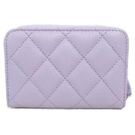 Chanel-Porta-moedas de couro Caviar CC da Chanel AP3830 em ótimo estado-Roxo