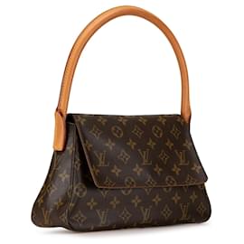 Louis Vuitton-Louis Vuitton Brown Monogram Looping Mini-Brown