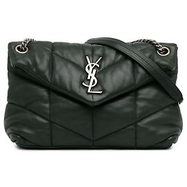 Bolsa de ombro LouLou Puffer verde pequena da Saint Laurent Verde Verde escuro