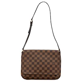 Louis Vuitton-Louis Vuitton Musette Tango Marrón Damier Ebene Correa Corta-Castaño