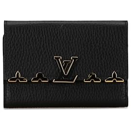 Louis Vuitton-Carteira compacta Capucines em taurillon preto Louis Vuitton-Preto